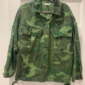 Topshop Military Denim Oversize Jacket